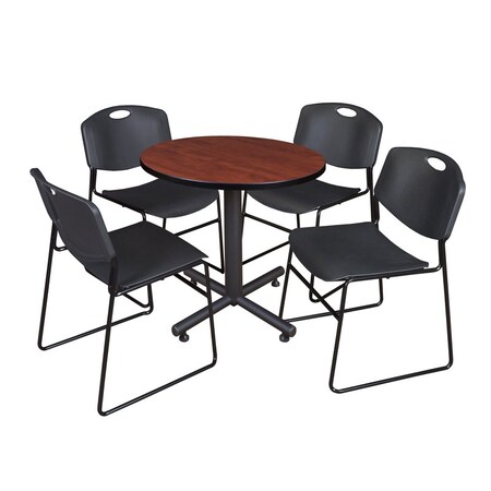 Kobe Kobe Round Table & Chair Set, Wood, Metal, Polypropylene Top TKB30RNDCH44BK